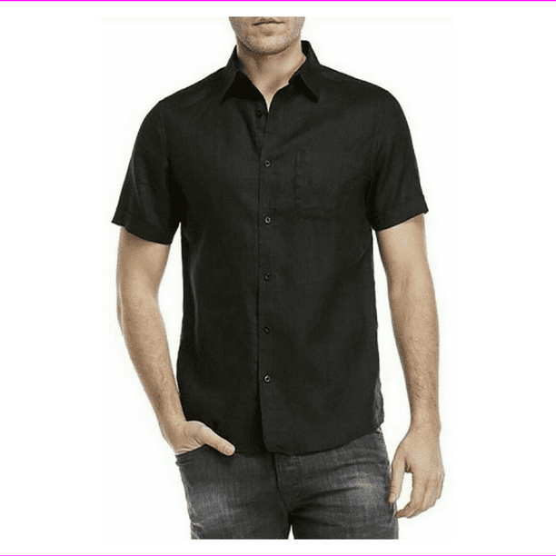 Natural Blue by Visitor Mens Linen Short Sleeve Shirt Natural Blue by Visitor Mens Linen Short Sleeve Shirt